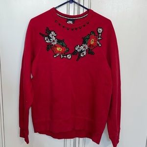 Nike Red Floral custom patch crew sweatshirt xmas